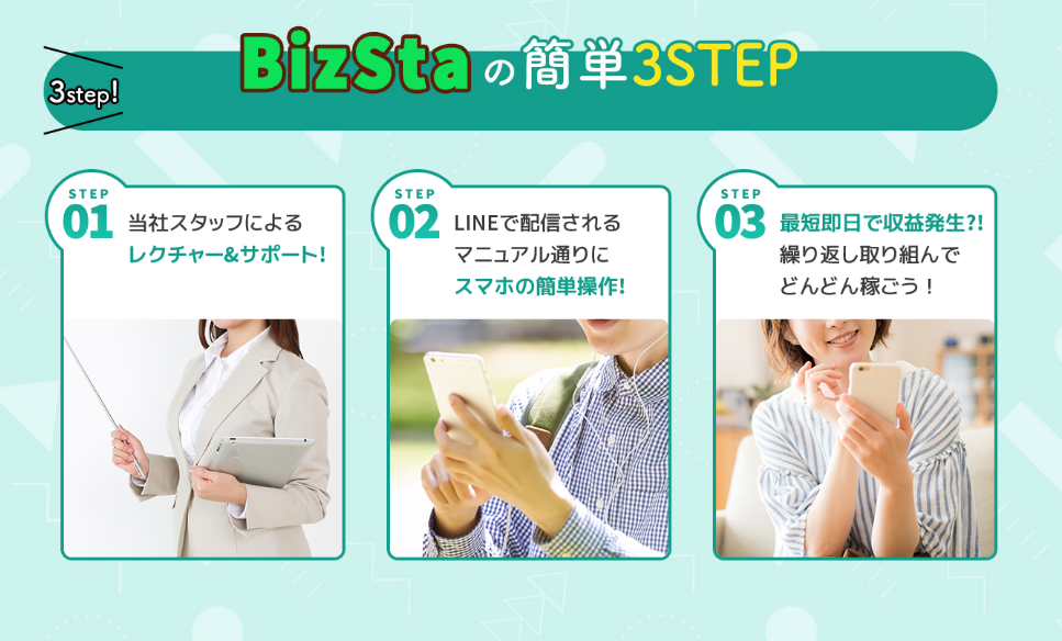 BizStaの作業は簡単3step
